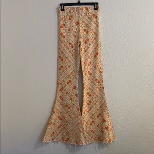 Show me your mumu Floral Flare Jeans - Orange and Cream